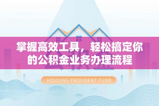 柳林掌握高效工具，轻松搞定你的公积金业务办理流程